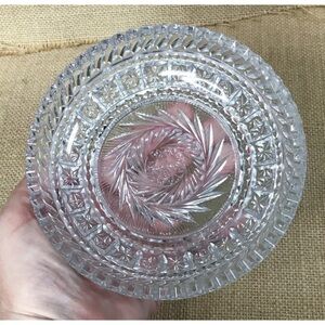 Vintage Fostoria Crystal Whirlwind Round Condiment Dish Fairy Core Elegant